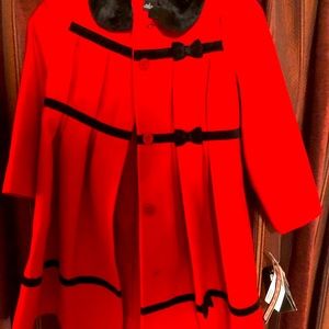 😍 BRAND NEW Rothschild Girls Red Felt Velvet Trimmed Winter Coat size 5 😍